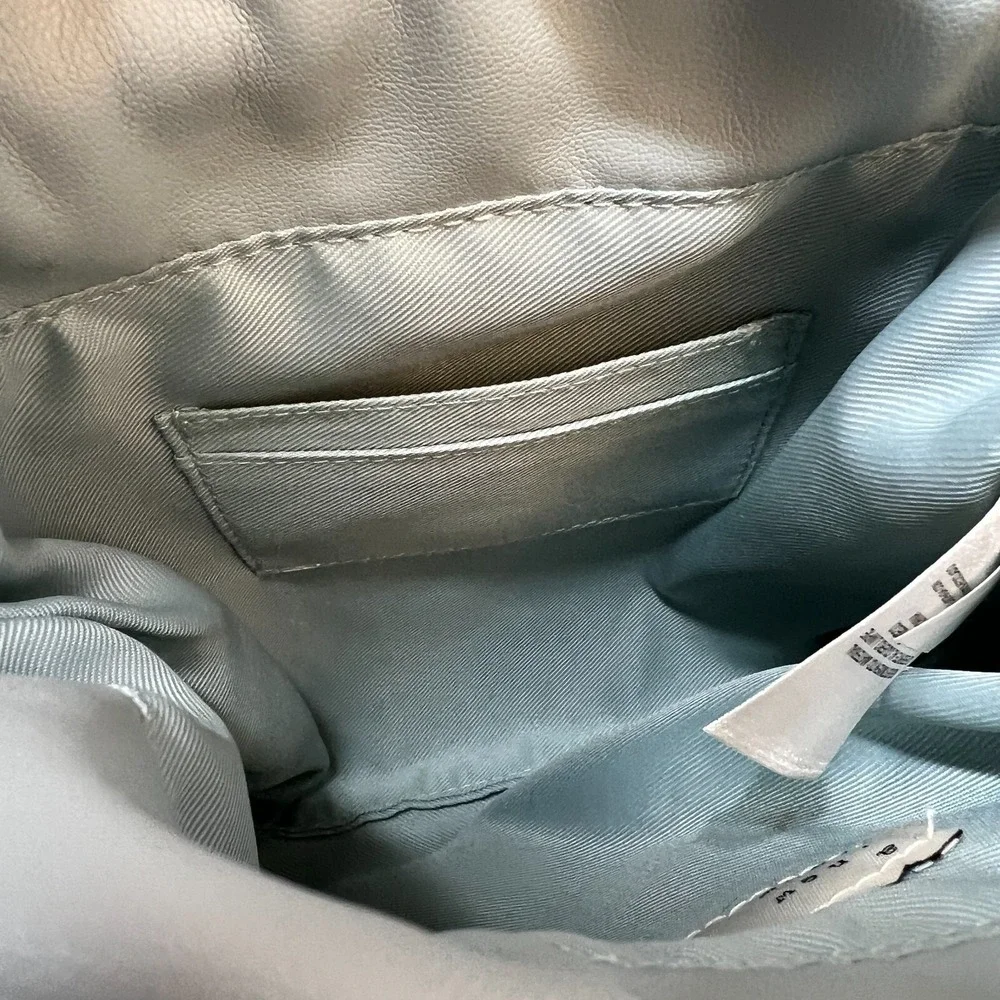 A New Day Light Blue Cinch Top Crossbody Purse‎ Faux Leather Good Condition